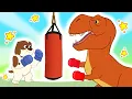 Boxing T-Rex | Club Baboo learn Dinosaurs for kids | Funny dino videos | Spinosaurus, Triceratops