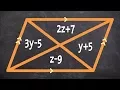 Using the properties of parallelograms to solve for the missing diagonals