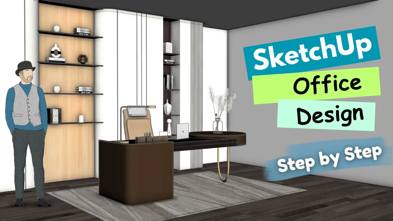 Modern office design tutorial video thumbnail
