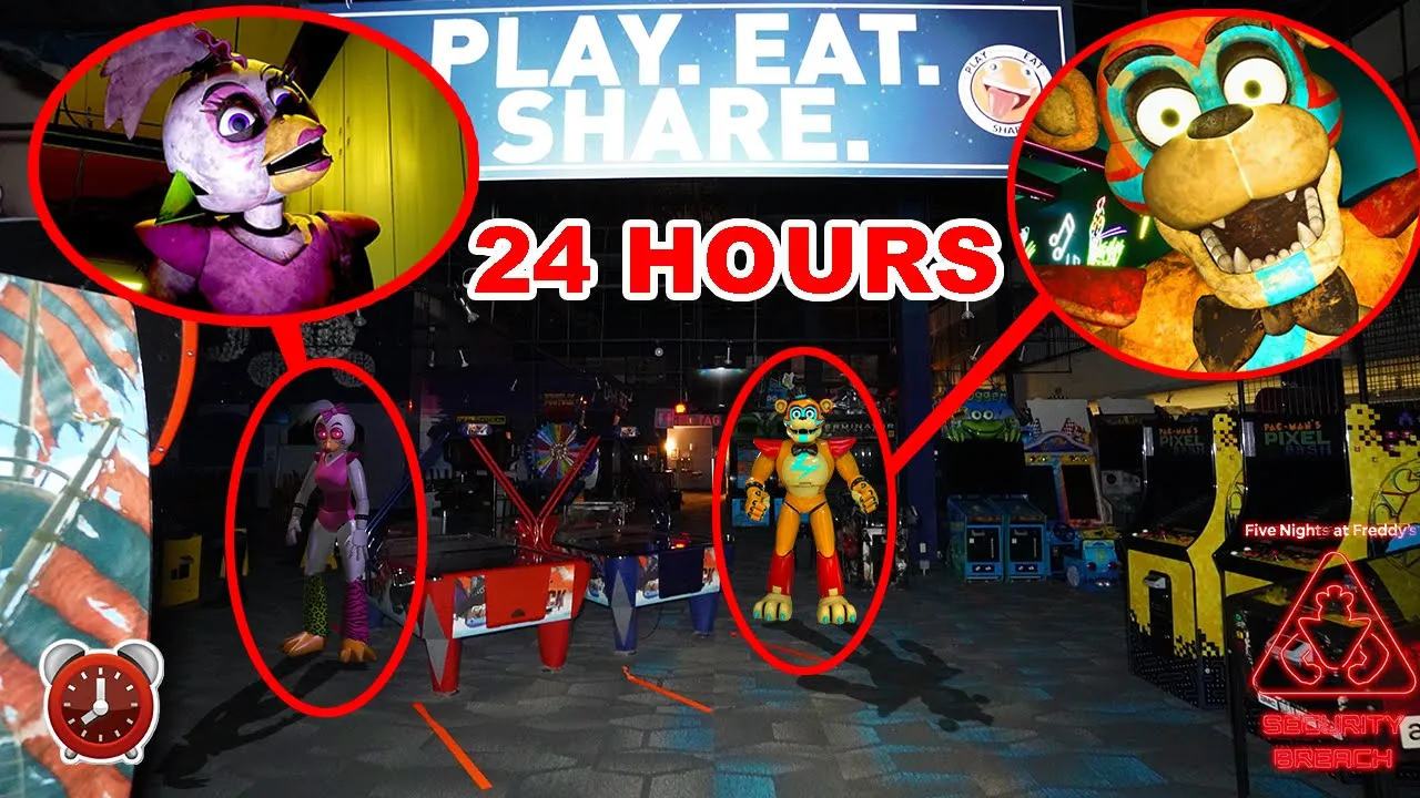 DONT STAY OVERNIGHT AT FUNHAVEN ARCADE OR GLAMROCK FREDDY & CHICA APPEAR! | FNAF SECURITY BREACH IRL