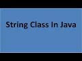 String Class In Java part 1