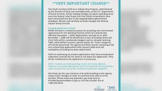 DSS suspending child care scholarship programs