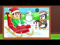 Winter Coloring for Kids Christmas Snow Fun Easy Penguin Snowman Drawing Happy Kids Learning
