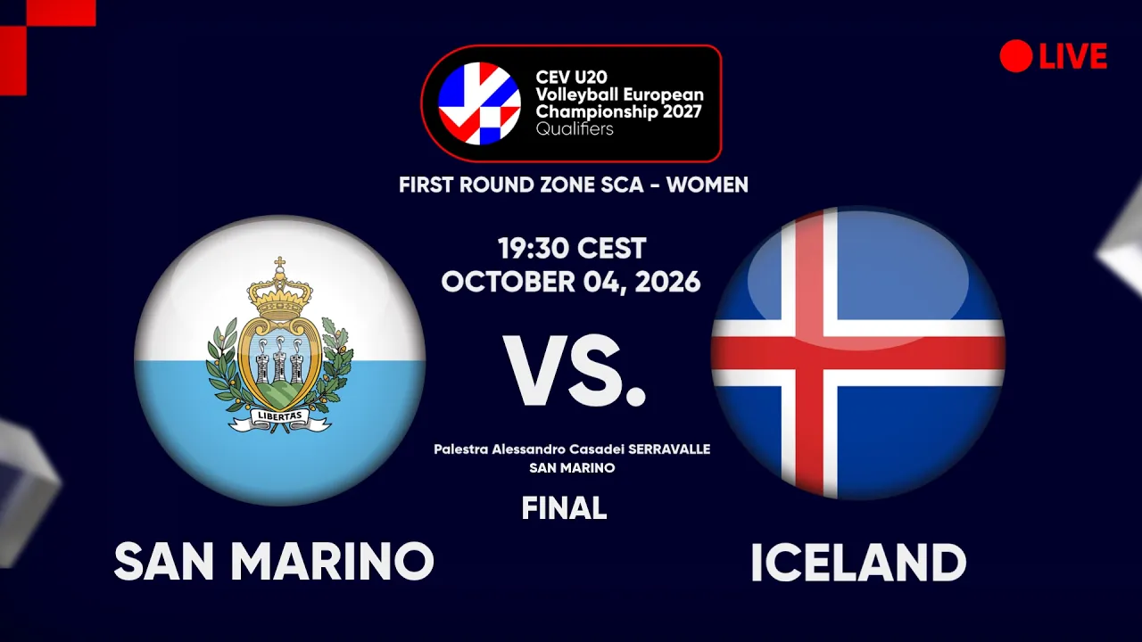 LIVE | SAN MARINO vs. ICELAND | CEV U20 EuroVolley 2027 Women | Qualifiers | FINAL 2026-10-04 19:40