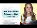 APA Format 7th Edition Reference Page Tutorial Websites Journals Magazines Newspaper Articles