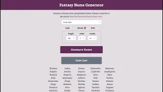 Fantasy Name Generator Demo