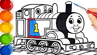 How to draw Thomas train learn colors easy drawing painting coloring pages for kids Tim Tim TV