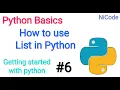 Python Basics Getting started with Python Part-6 Hindi List operation IDLE NiCode 2020