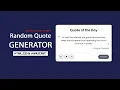 Random quote generator app using HTML CSS and JavaScript with free source code