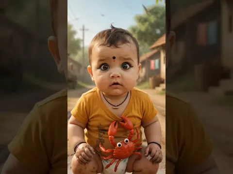 मम्मा केकू! 🦀😂 देखिए जब इस प्यारे से बच्चे का सामना ढेर सारे केकड़ों से हुआ!​#FunnyBaby