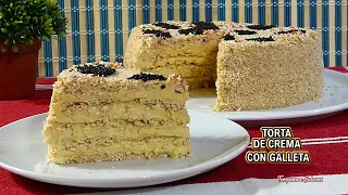 TORTA DE CREMA CON GALLETA DELICIOSA Sin Horno y Fácil de Hacer queda Sensacional te va a Encantar