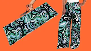 No Pattern! Amazing Palazzo Pants Cutting and Sewing (Only 1.1 Meters)