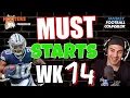 Must Starts Week 14 and Defense Streamers