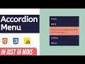 How to create accordion menu using html css and Js Accordian menu using Js