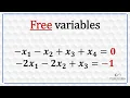 Free Variables in System of Equations
