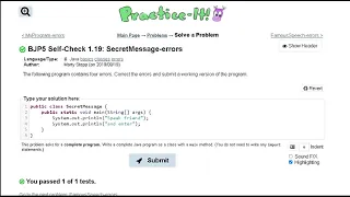 Java Practice-it Introduction to Java Programming Self-Check 1 19 SecretMessage-errors