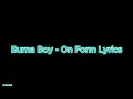 Burna Boy   On Form Lyrics