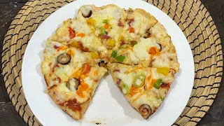 بيتزا العشر دقايق بدون عجن ولاتخمير ولا فرن اعملي أحلي بيتزا والكل هايقول تسلم ايدك ابوحاتي 