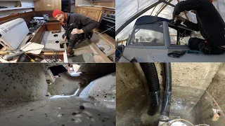 Snowbird Ep25 DIY refit potable water tank removing mold prepare for painting-Hallberg Rassy Rasmus