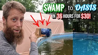 Above Ground Pool Swamp To Oasis in 36 Hours for 30 FAST CLEAN Redneck Filter HACK SUMMER 2022