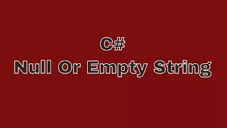04 C Null Or Empty String