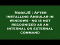 NodeJS After installing Angular in windows - ng is not recognized as an internal or external comma