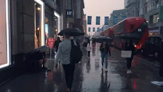 8K المشي في شوارع لندن تحت المطر 2021 