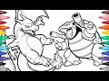 Coloring Charizard vs Blastoise GEN 1 Epic Pokemon Battle