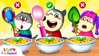 🥄😱 ¡Which Spoon Is Best? Lucy Prueba Cucharas Locas para Comer Sin Derramar!+ Más🌈@LucyEnEspanol