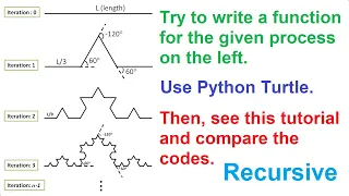 Lec-10 Python Turtle Graphics Recursive Construction of Koch Curve A Math Game