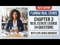 Florida Real Estate Chapter 3 License Exam Prep 34 Practice Questions and Explained Answers Review