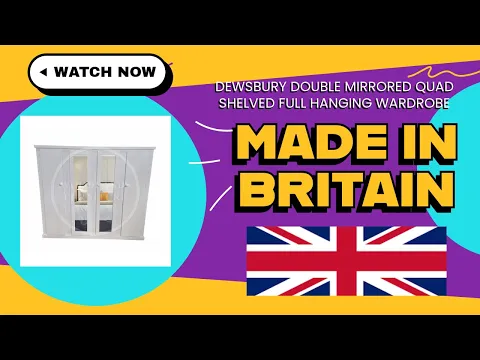 Product video preview for Handmade in the UK Double Mirrored 4 Door Shelved Full Hanging Wardrobe - Dewsbury White (Made to Measure)