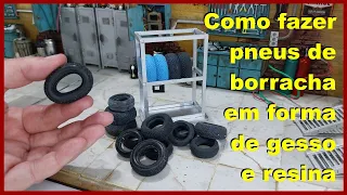 Como fazer pneu de borracha com forma de gesso e com forma de resina simples e fácil