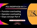 polymorphism in c function overloading in c operator overloading in c c series 15