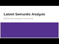 Latent Semantic Analysis Back Talks
