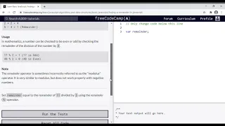 18 - Learn Basic JavaScript Finding a Remainder in JavaScript