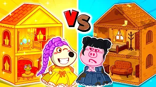 Where Would You Live! 🏠 Rich Pink Castle Dollhouse vs Poor Cardboard Dollhouse | Cartoon for Kids