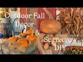 Outdoor Fall Decorating on my Deck and Easy Scarecrow DIY