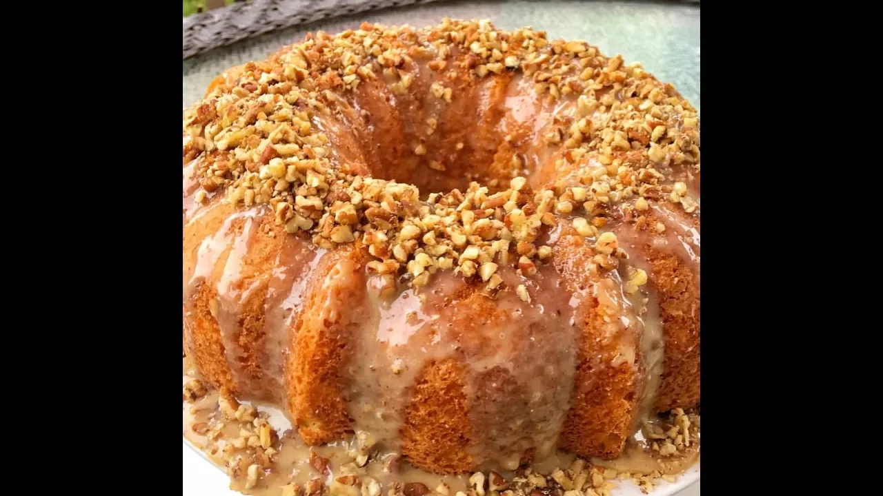 Easy Butter Pecan Cake with Pecan  Glaze