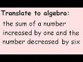 Translating Algebraic Expressions