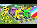 Download Lagu Driedubbele platte oplegger McQueen Transportation met vrachtwagen - Drempels vs. auto's vs. trei...
