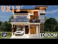 HOUSE DESIGN PHILIPPINES 2 STOREY HIGH CEILING - 4 BEDROOM 9X12 METERS
