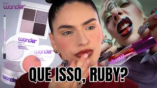 tentando mais produtos da WONDER - RUBY ROSE! paleta de sombras, iluminador e lápis labial ✨