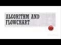 Algorithm and Flowchart-Lecture