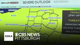 Chance of severe weather and tornado risk in Pittsburgh on Wednesday