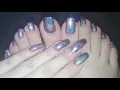 Purple Holographic Manicure Pedicure for Halloween - Turn Simple Nail Polish into HOLO Rose Pearl