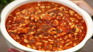 ألذ طبخات الخريف 🍁 طبيخ لوبيا باللحم مع التقلية بالثوم والكزبرة أكلة كلها دفا وذكريات
