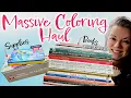 Huge Adult Coloring Haul Supplies books and flip throughs