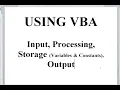 VBA Programming Input Processing Output and Storage Variable and Constants using an Excel Form