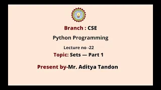 Python Programming Sets Part-1 AKTU Digital Education